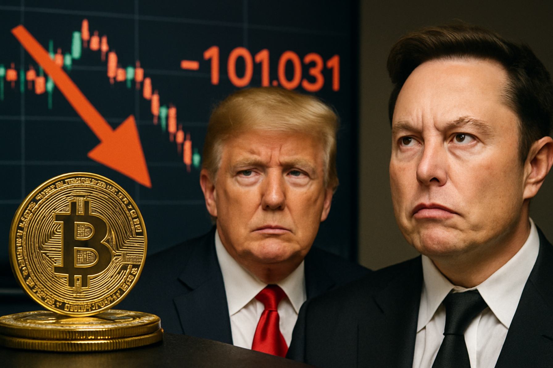 Crypto Markets Bleed as Trump vs. Musk Drama Hits Fever Pitch—Bitcoin Sinks Below $101K, Tesla Plunges
