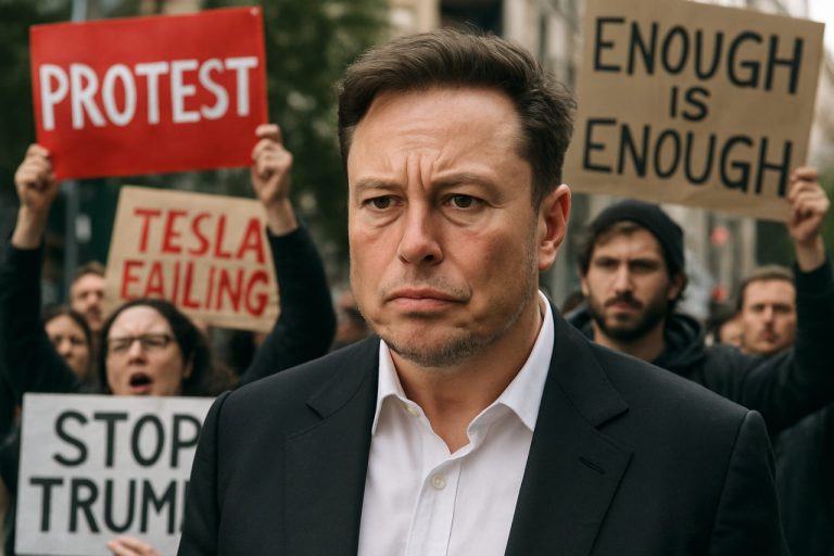 Elon Musk čelí silným reakciám: Protesty sa zintenzívňujú, keď predaje Tesla klesajú a spor s Trumpom sa vyostruje
